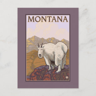 MontanaMountain Goat Vintage resor Poster Vykort