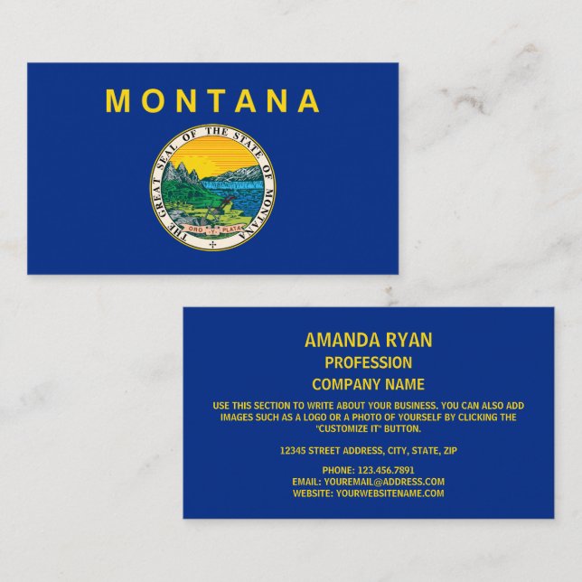 Montanan Flagga & Seal, Montana Flagga Visitkort (Fram/baksida)