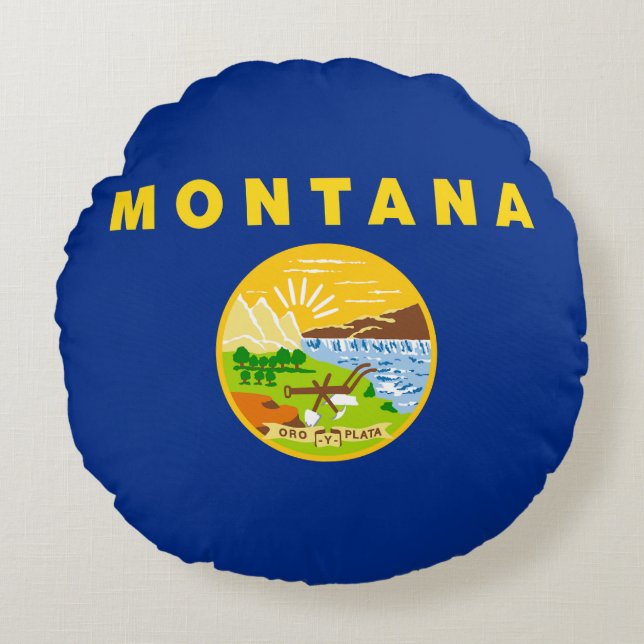 Montanas delstatsflagga rund kudde (Framsidan)