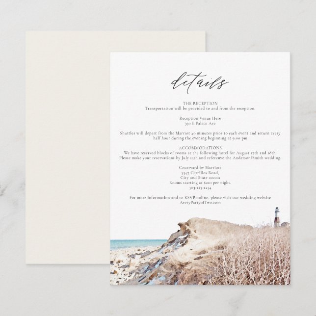 MonTAUK BEACH New York Ocean Information-kort Inbjudningar (Fram/baksida)