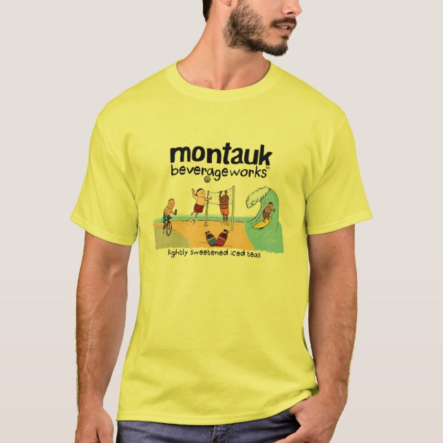 Montauk BeverageWorks - strand och Iced Tea T-shirt (Framsida)