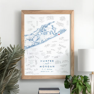 Montauk Hampton Bröllop Modern Guest Bok Poster