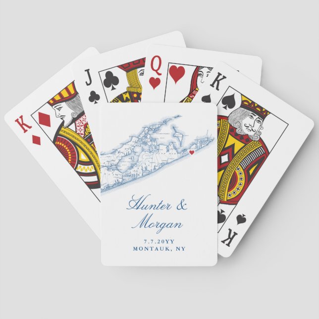 Montauk Hampton Destination Wedding Favor Casinokort (Baksidan)