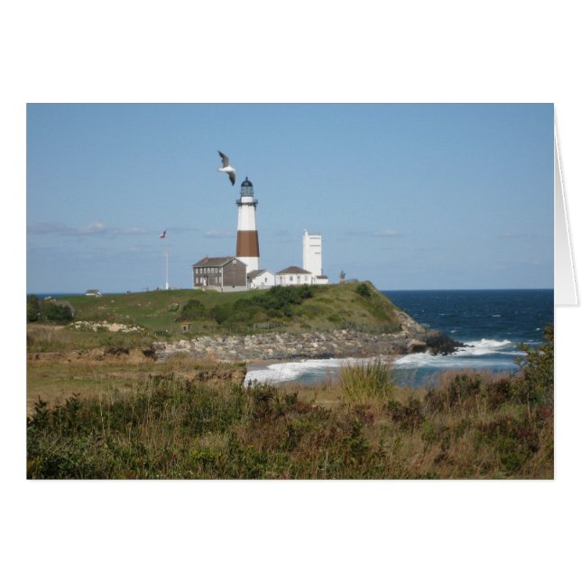MONTAUK Lighthouse Fiskmås Kärlek Hälsningskort (Framsidan Horizontal)