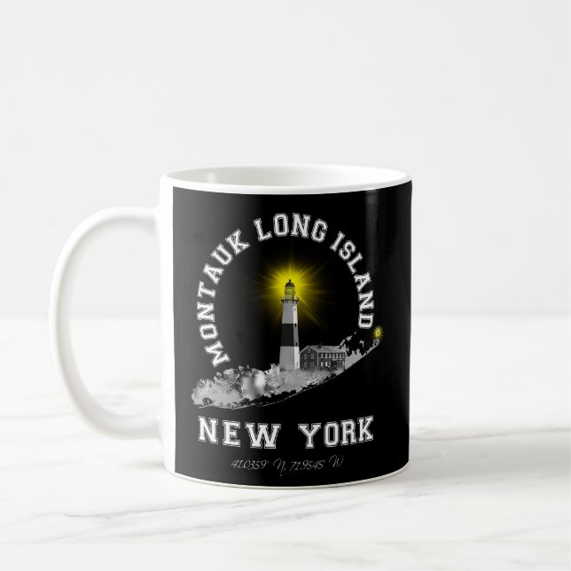 Montauk Lighthouse Long Island Ny Kaffemugg (Vänster)