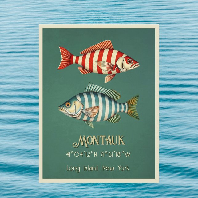 Montauk Long Island New York Fiske vykort (Skapare uppladdad)