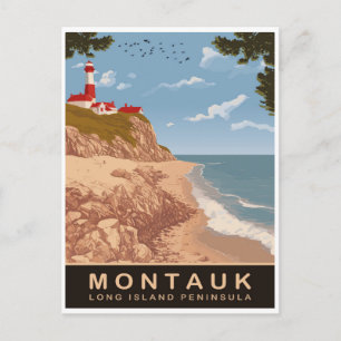 Montauk, Long Island, Resemal till vintage resa Vykort