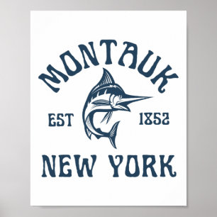 Montauk New York Fiske Marlin Resa Fisk Strand Poster