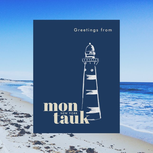 Montauk New York modern handmålad fyr Vykort (Skapare uppladdad)