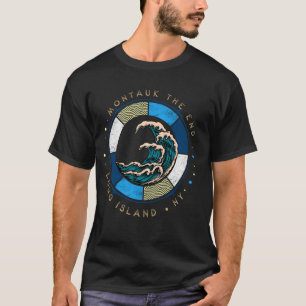 Montauk, New York Retro-Surfan på slutön T Shirt