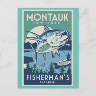 Montauk New Yorks fiskares vykort för paradiset