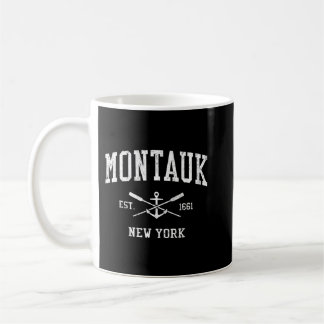 Montauk NY Vintage Crossed Oars & Boat Anchor Spor Kaffemugg