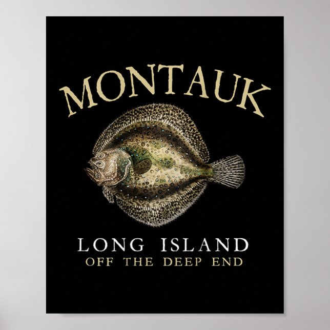 Montauk Off The Deep End Fluke Flounder Fiske På Poster (Framsidan)