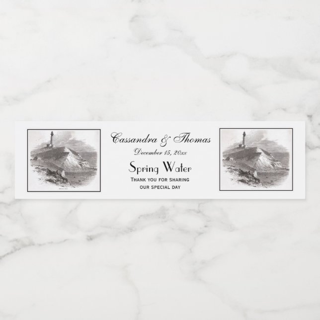 Montauk Point fyr Hamptons Long Island NY Vattenflaskor Etikett (Singel etikett)