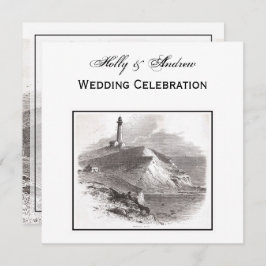 Montauk Point Lighthouse Hamptons SQ Bröllop Inbjudningar