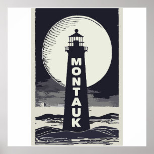 Montauk Point Lighthouse Måne Poster