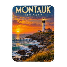 Montauk Point Lighthouse Solnedgång New York