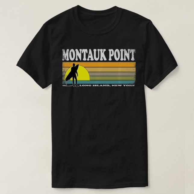 Montauk Point Long Island Retro Surfing Souvenir T Shirt (Design framsida)