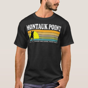Montauk Point Long Island Retro Surfing Souvenir T Shirt