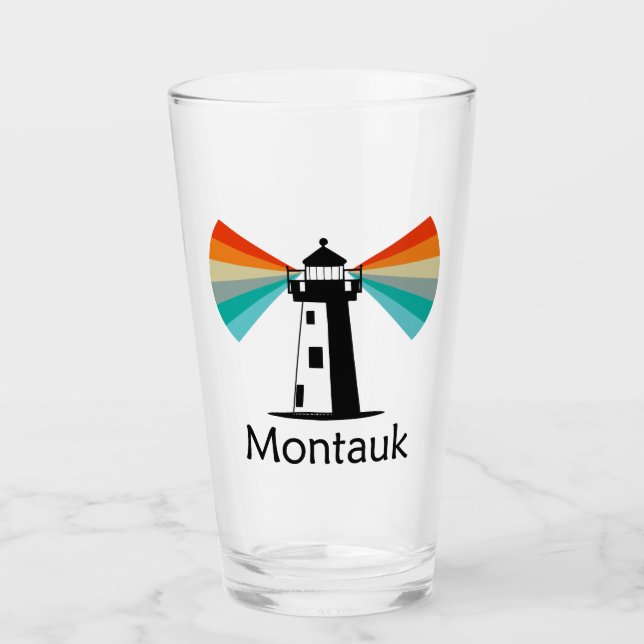 Montauk Point New York Lighthouse Rainbow Glaskopp (Framsida)