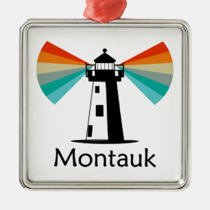 Montauk Point New York Lighthouse Rainbow Julgransprydnad Metall