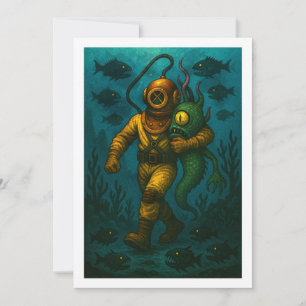 Montauk Salvage Co. Diver med vän 5 x 7 Blank Spara Datumet