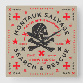 Montauk Salvage Co. Military Stil Wall Clack Fyrkantig Klocka