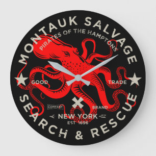 Montauk Salvage Co. Octopus Large Wall Clock Stor Klocka