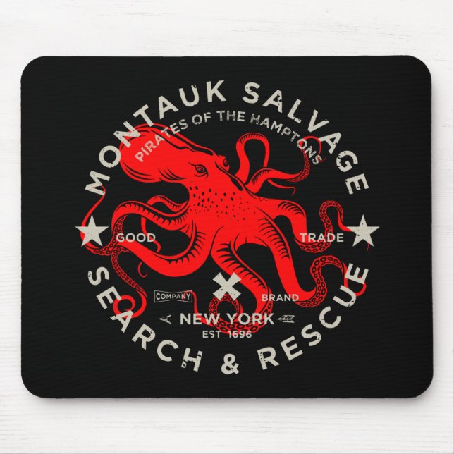 Montauk Salvage Co. Octopus Mouse Pad Musmatta (Framsidan)