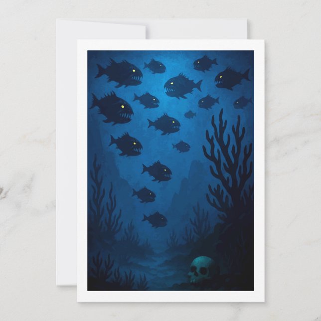 Montauk Salvage Co. Piranha Card 5x7 Spara Datumet (Framsida)