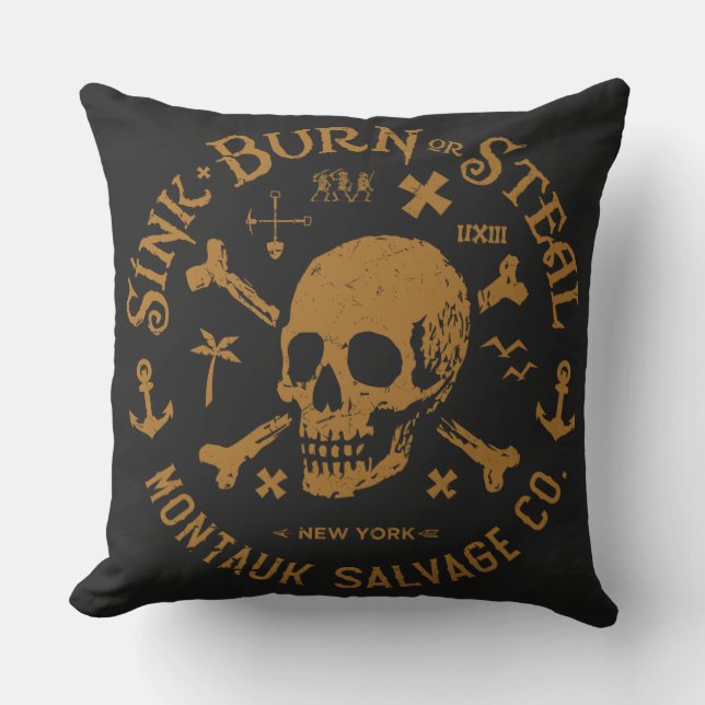 Montauk Salvage Co / Sink, Burn Or Steal Pillow Kudde (Framsida)