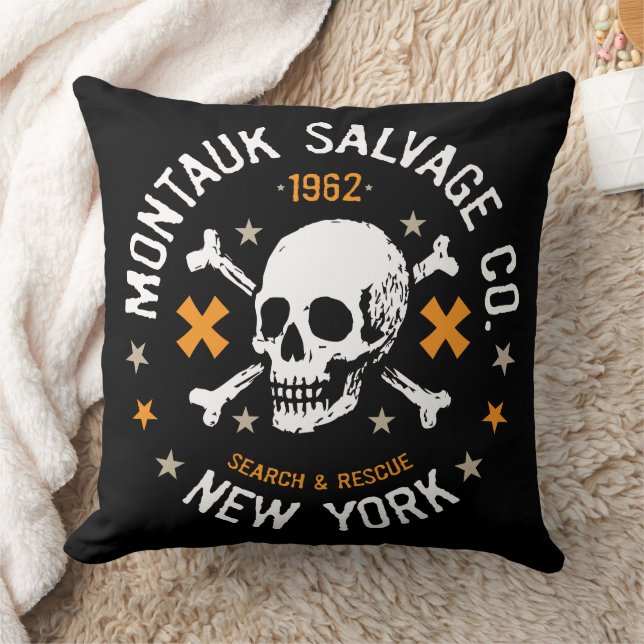Montauk Salvage Co. Skalle Logotyp Kudde 6 (Filt)