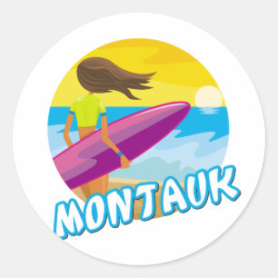 Montauk Surfing Runt Klistermärke