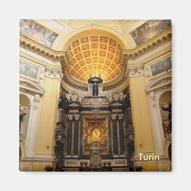 Monte Cappuccini kyrka på berg i Turin Magnet (Framsidan)