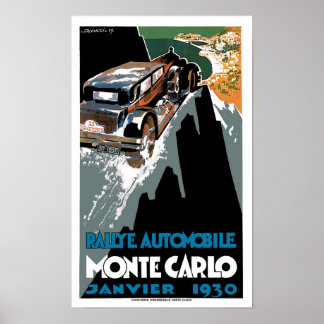 Monte Carlo 1930 Automobile Vintage annons Art Pos Poster