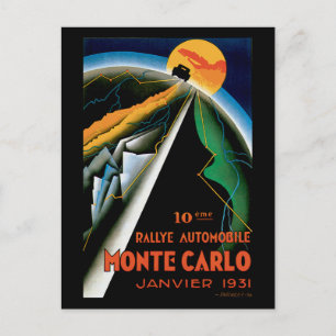 Monte Carlo Auto Rally ~ Vintage Automobile Ad Vykort
