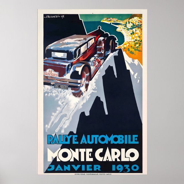 Monte Carlo Grand Prix 1930 Motor Racing Monaco Poster (Framsidan)