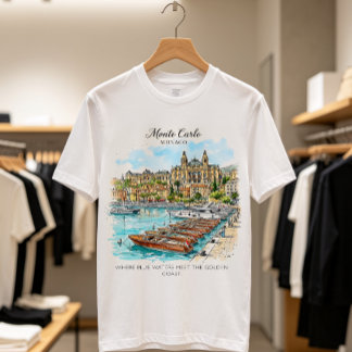 Monte Carlo Monaco Akvarellkonst T Shirt