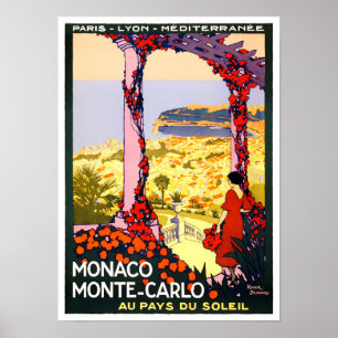 Monte Carlo Monaco Frankrike vintage resor Poster