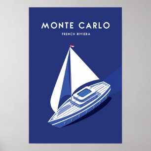 Monte Carlo Monaco-reseaffisch fransk riviera Poster
