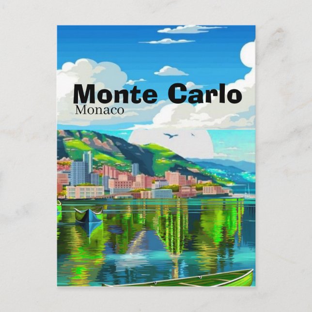 Monte Carlo Monaco Reseskylt, Monaco vykort (Framsida)