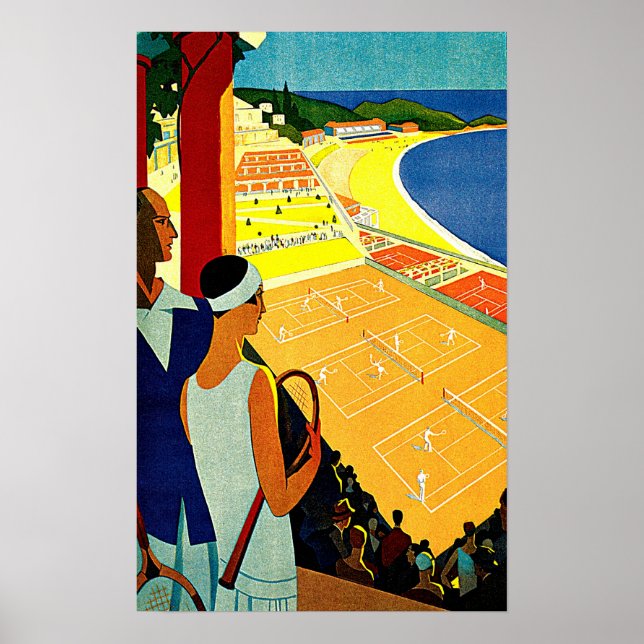 Monte Carlo Monaco Tennis Travel Art Poster (Framsidan)