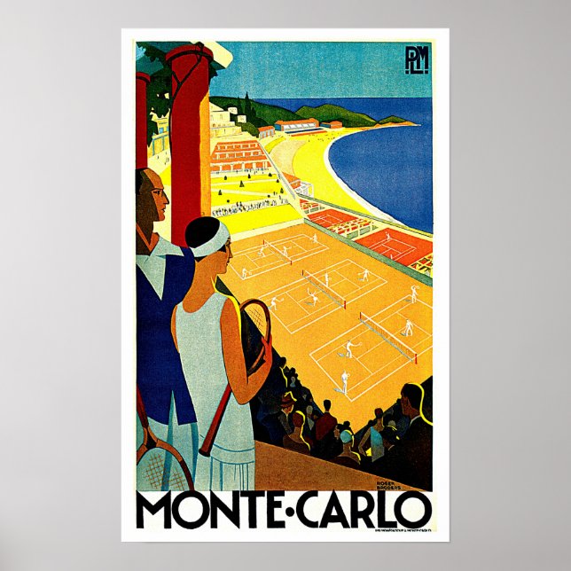 Monte Carlo Monaco Tennis Travel Art Poster (Framsidan)