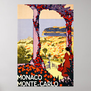 Monte Carlo, Monaco Vintage resor Poster