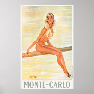 Monte-Carlo Monaco Vintage resor Poster återställd