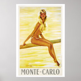 Monte Carlo Monaco Vintage Resoreraffisch Poster