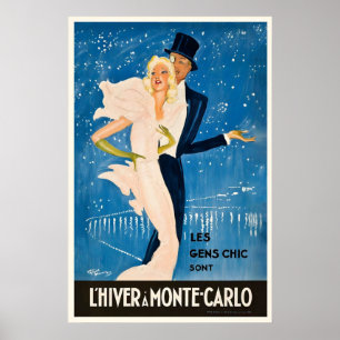 Monte Carlo Monaco Vintage Resoreraffisch Poster