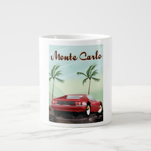 Monte Carlo sportbil reseraffisch Jumbo Mugg (Framsidan)