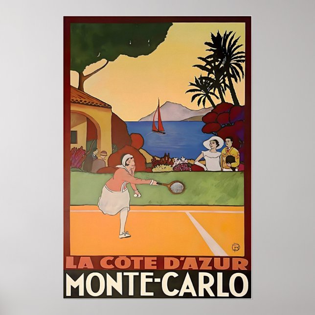 Monte Carlo Tennis Tryck Franska Rivieran Konst Re (Framsidan)