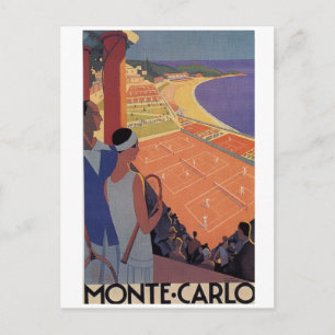 Monte Carlo Vintage Art Deco Tennis-vykort Vykort